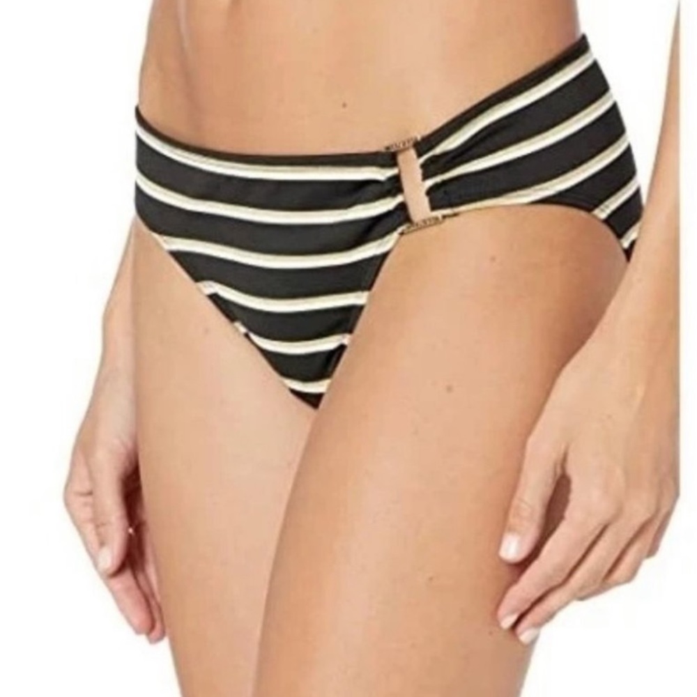 Ralph Lauren BLACK Striped Ring Metallic Swim Bottom